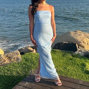 Blue pearl formal dress